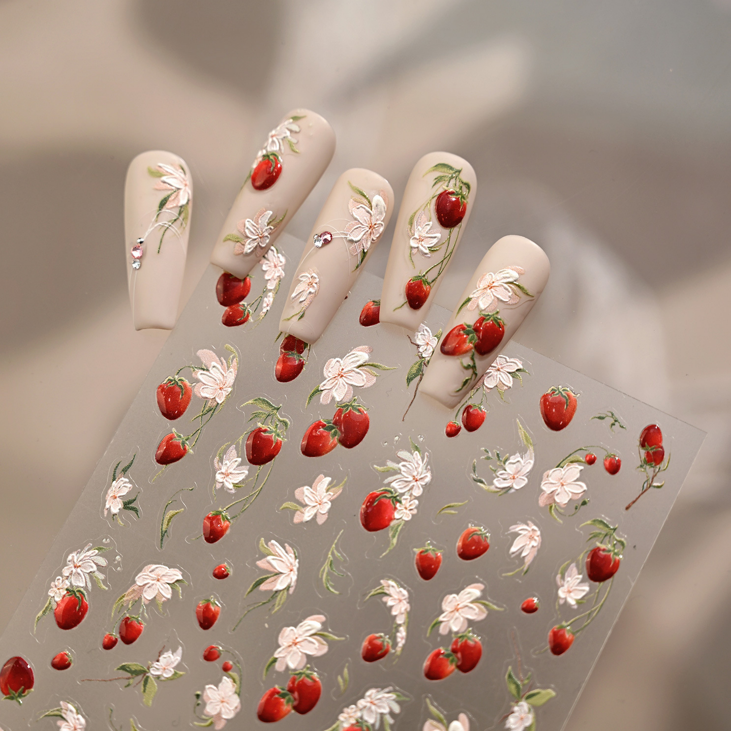 Hello Claws | Strawberry Flower Nail Deco Sticker 
