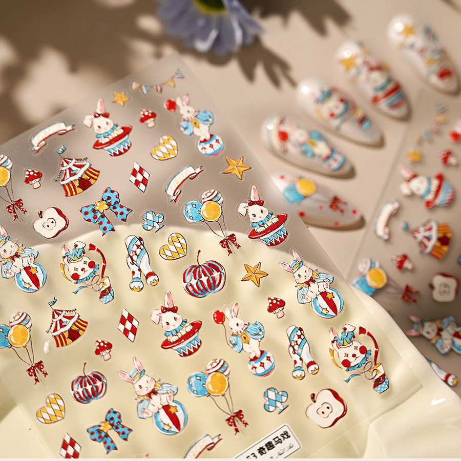 Hello Claws | Rabbit Circus Nail Deco Sticker 