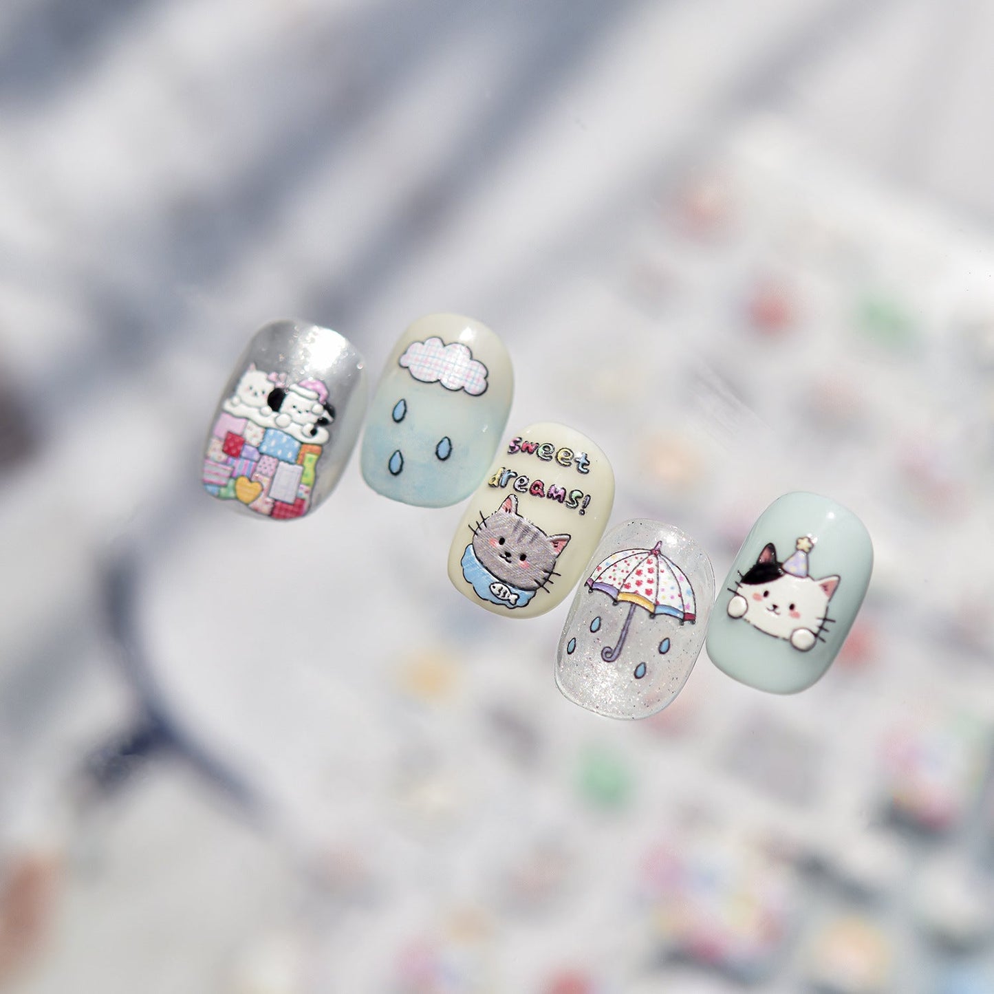 Hello Claws | Kitty Puppy And Flower Nail Deco Sticker 