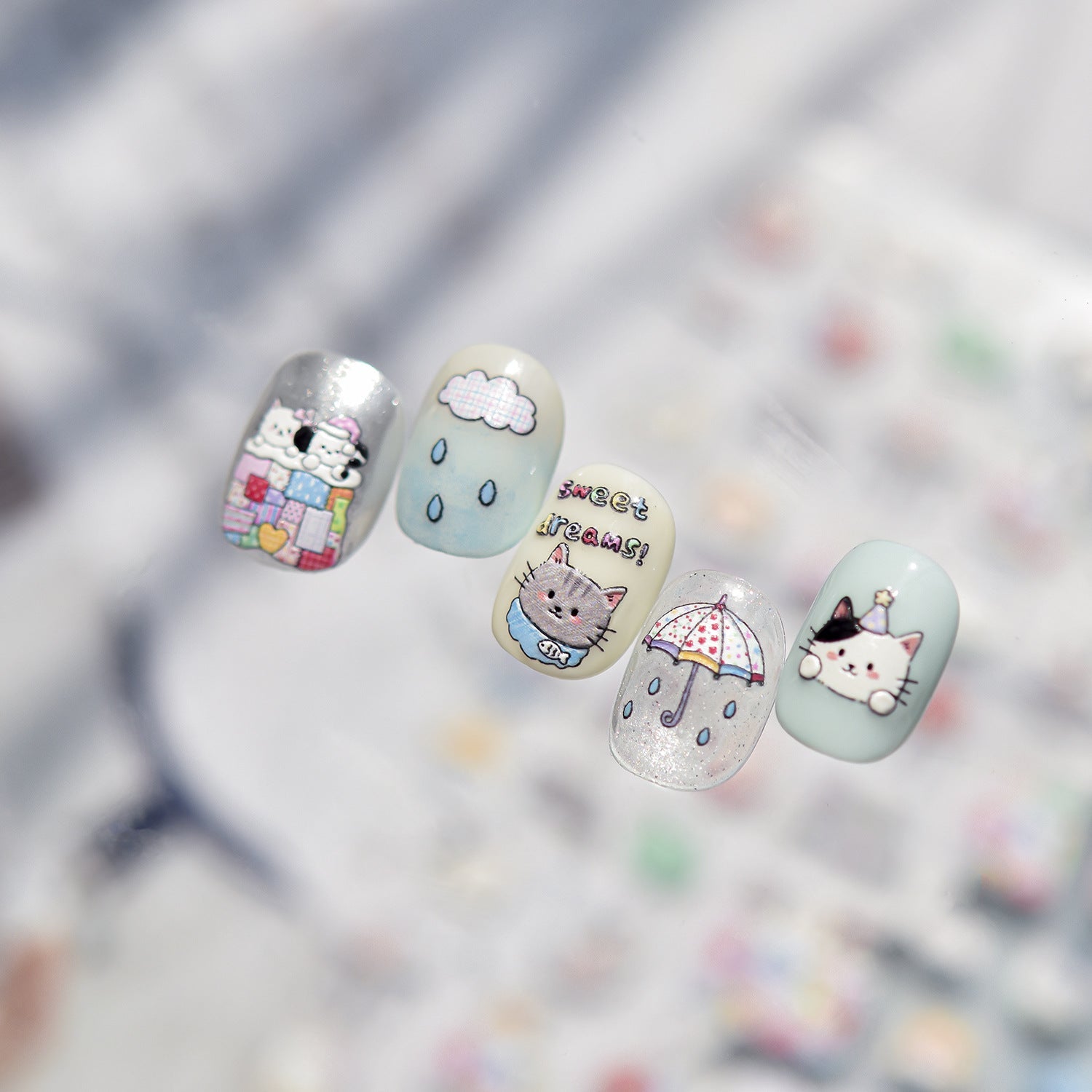 Hello Claws | Kitty Puppy And Flower Nail Deco Sticker 
