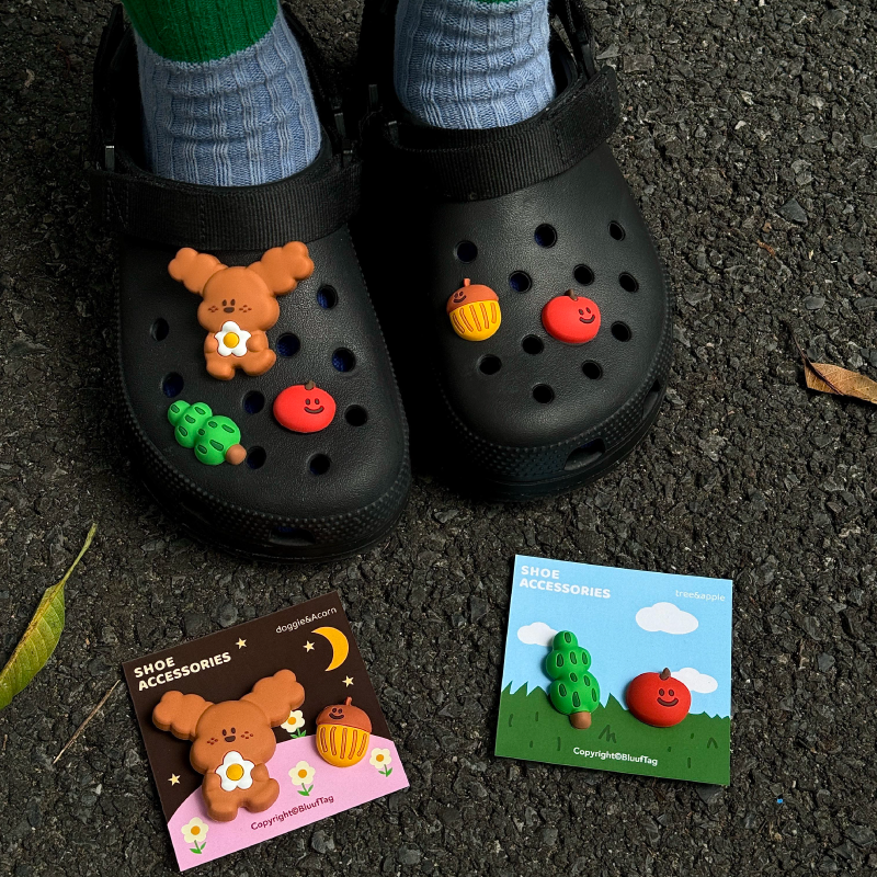 Bluuf Tag | Dog, Acorn, Apple & Tree Shoe Charms