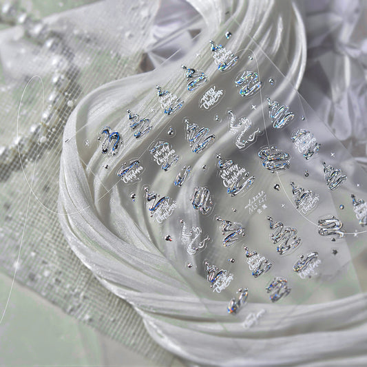 Hello Claws | Silver Christmas Tree Nail Deco Sticker