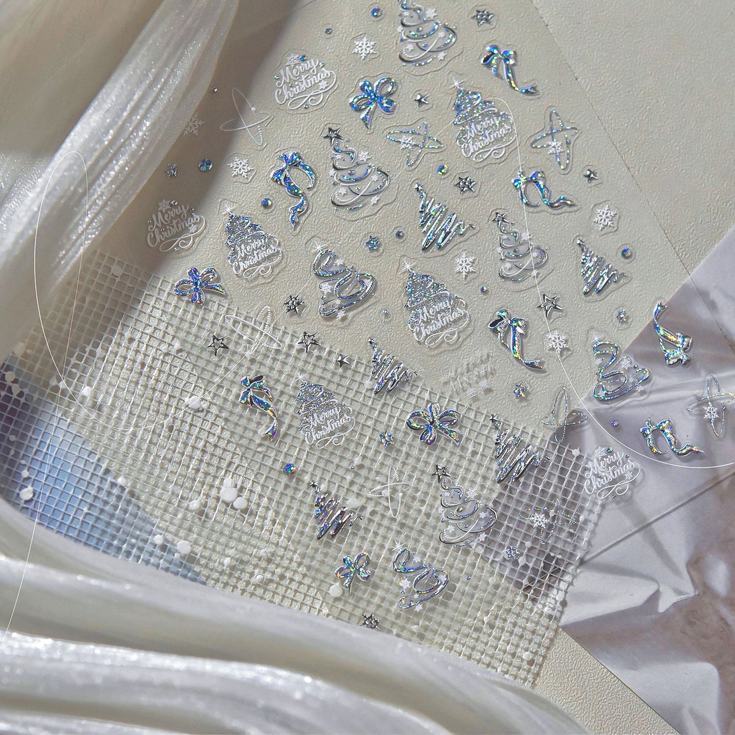 Hello Claws | Silver Green Christmas Tree Nail Deco Sticker