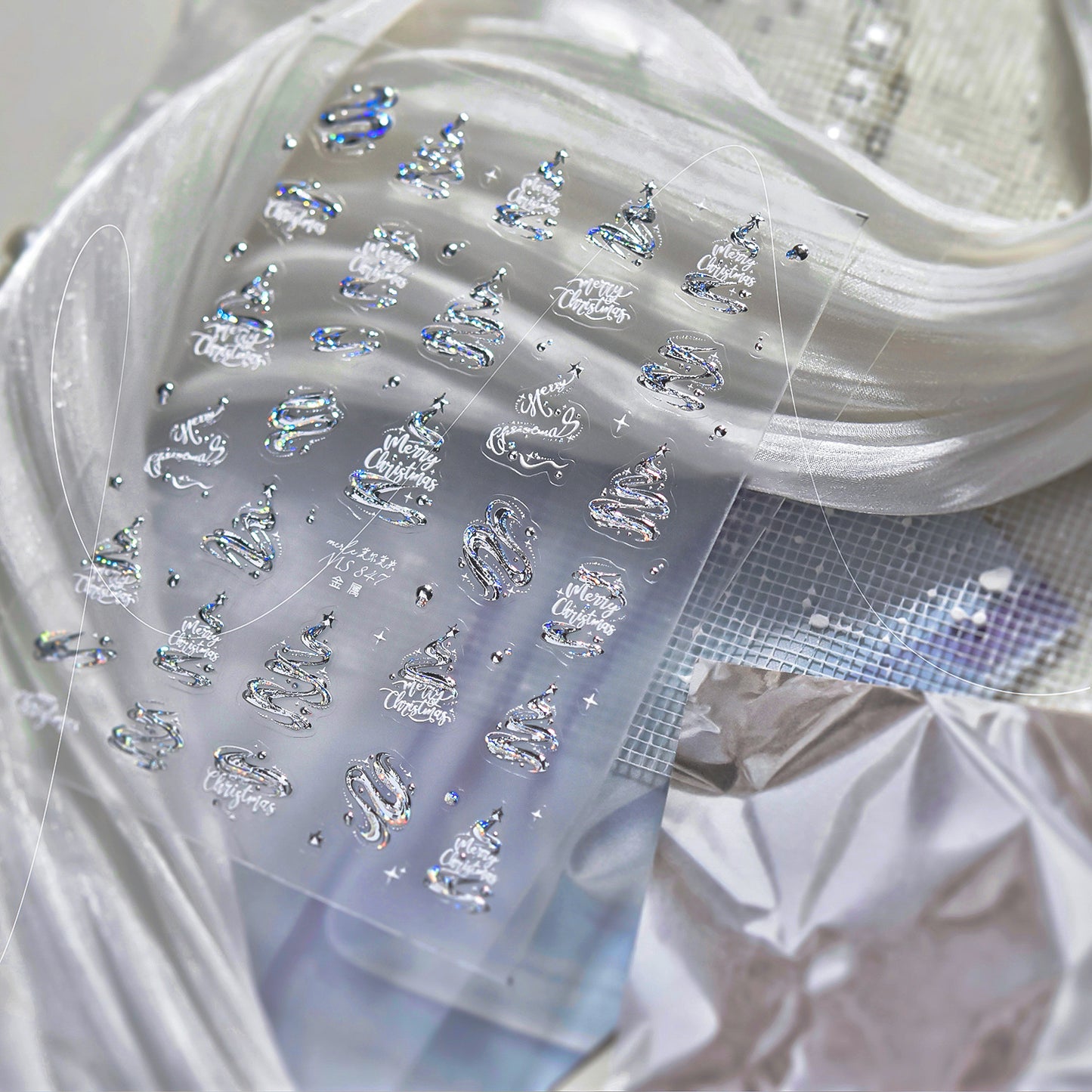 Hello Claws | Silver Christmas Tree Nail Deco Sticker