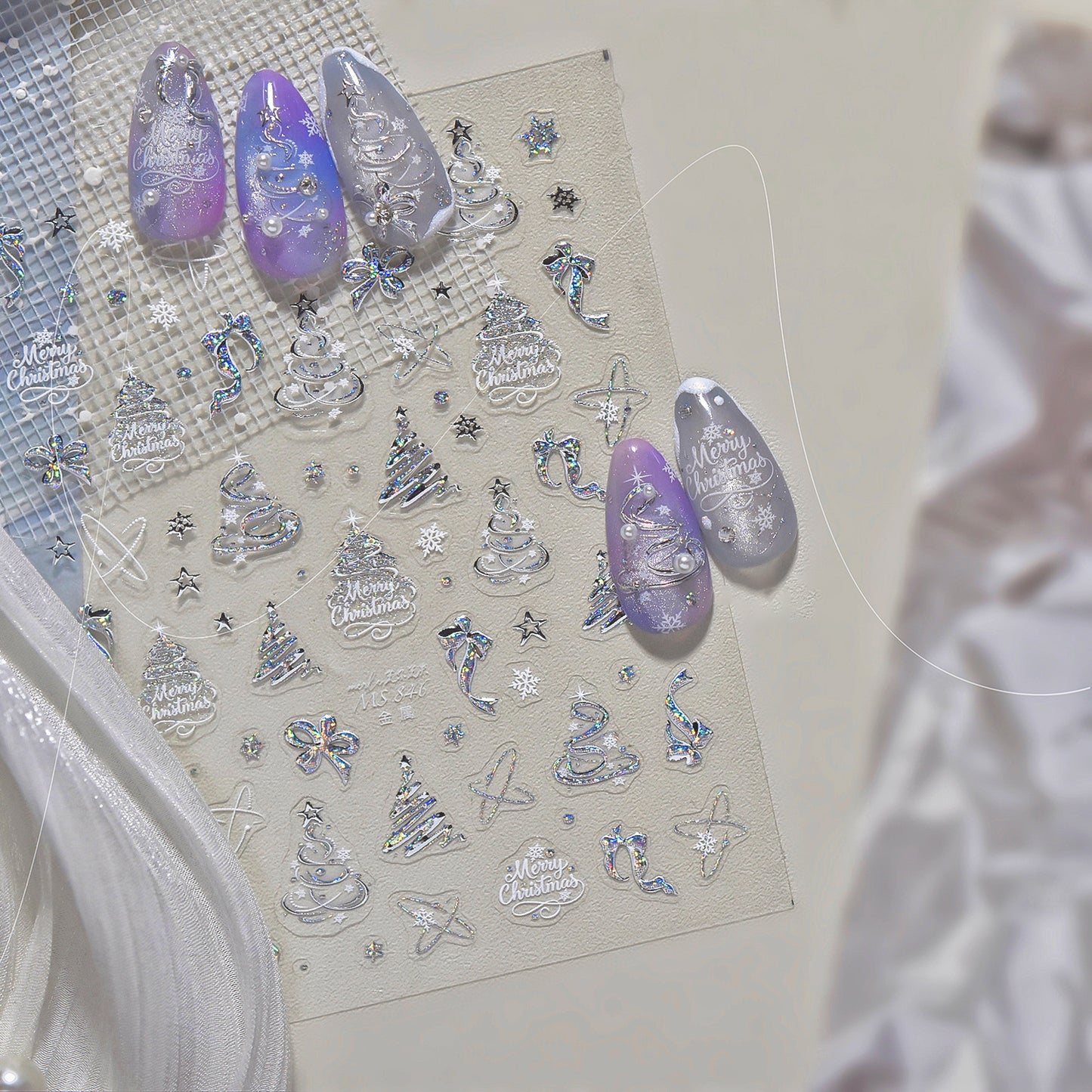 Hello Claws | Silver Christmas Tree Nail Deco Sticker