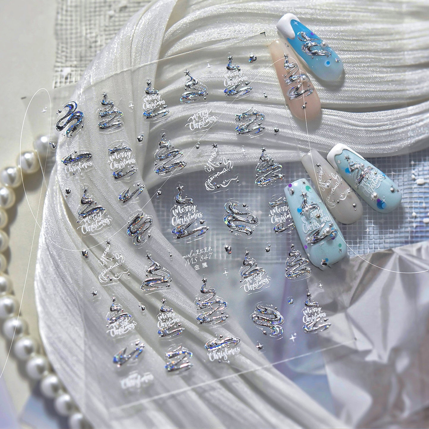 Hello Claws | Silver Christmas Tree Nail Deco Sticker