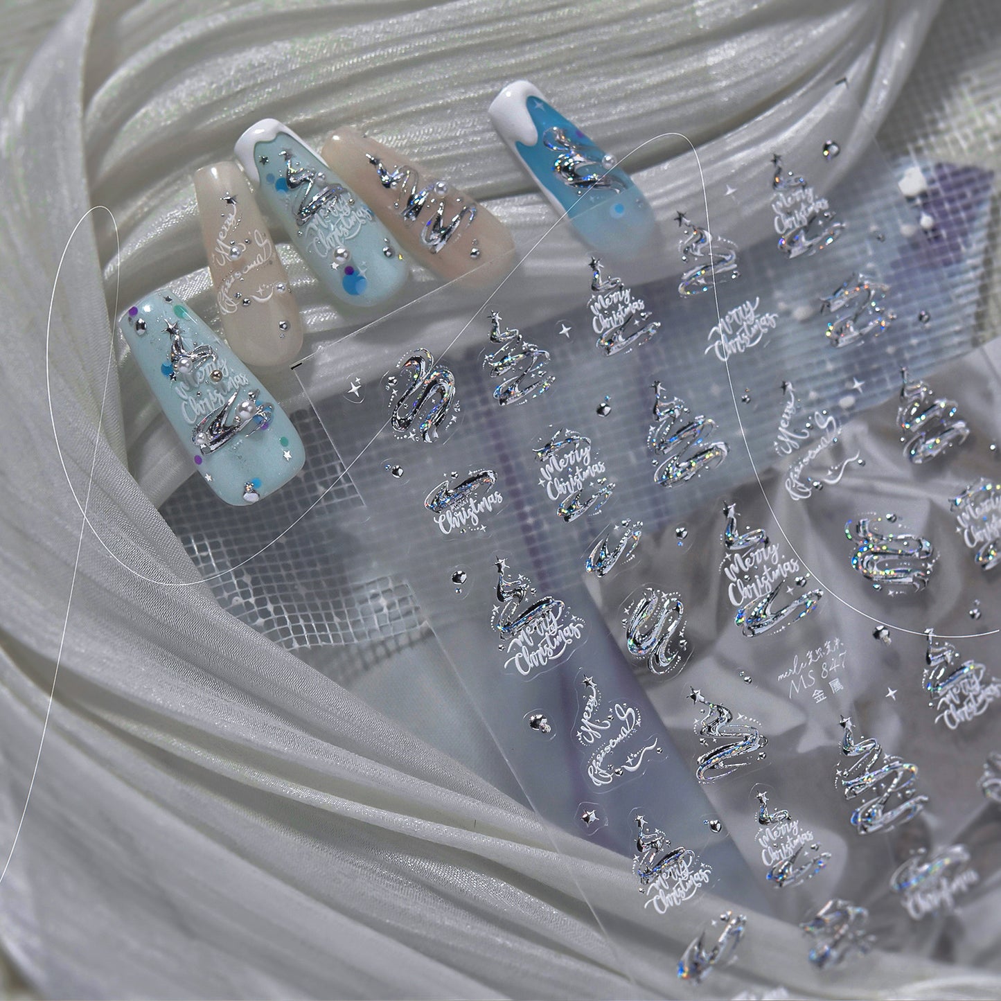 Hello Claws | Silver Christmas Tree Nail Deco Sticker