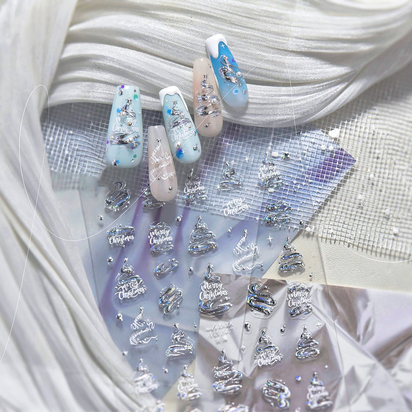 Hello Claws | Silver Christmas Tree Nail Deco Sticker