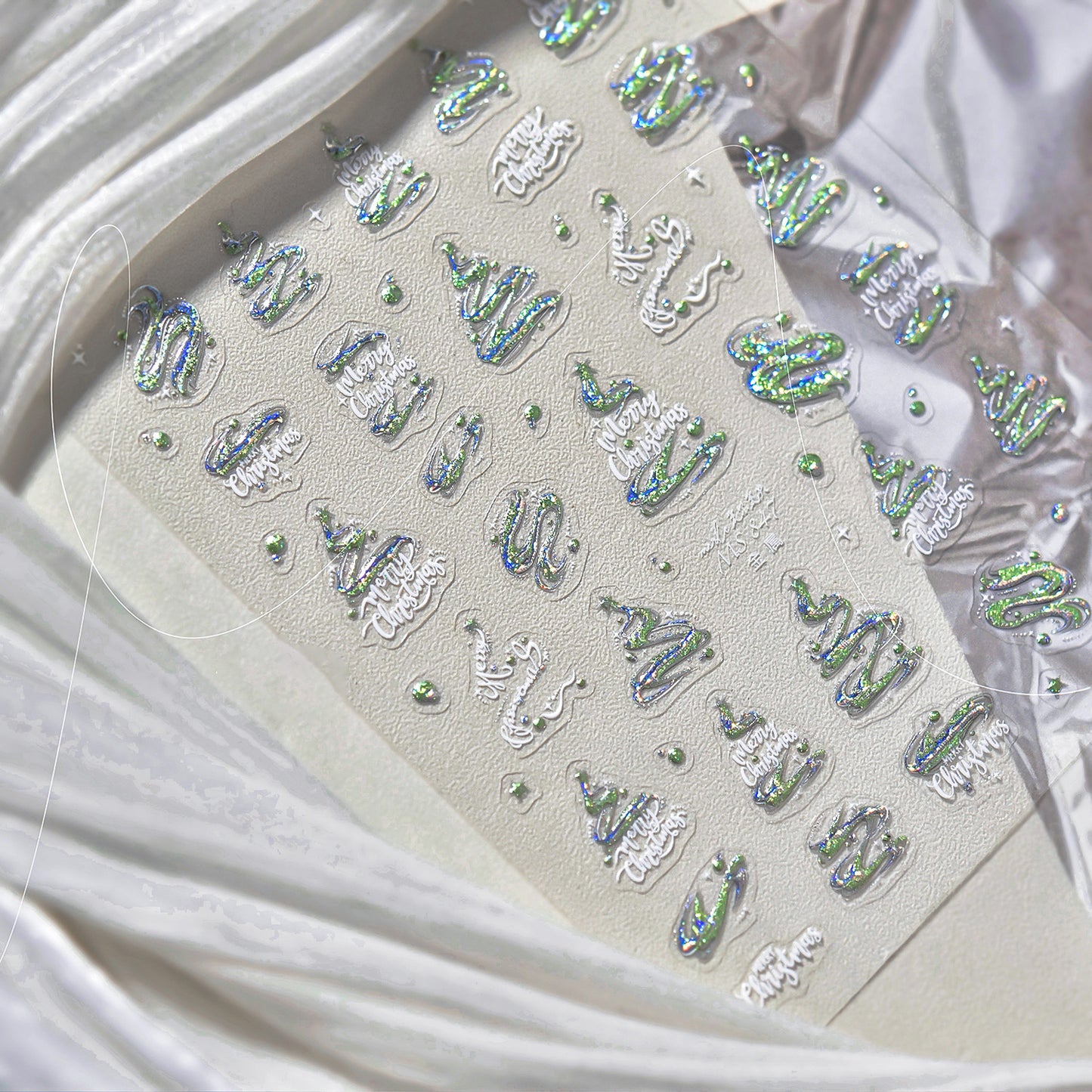 Hello Claws | Silver Green Christmas Tree Nail Deco Sticker