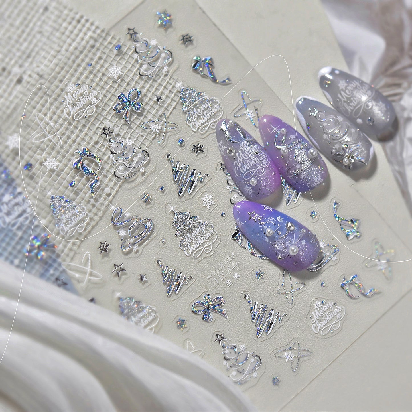 Hello Claws | Silver Green Christmas Tree Nail Deco Sticker