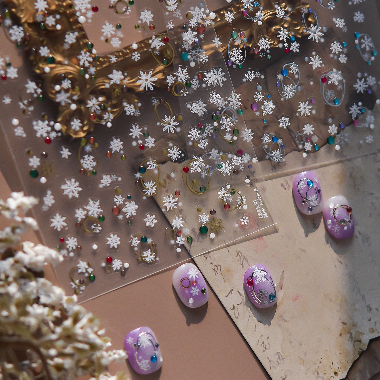 Hello Claws | Silver Snow Nail Deco Sticker