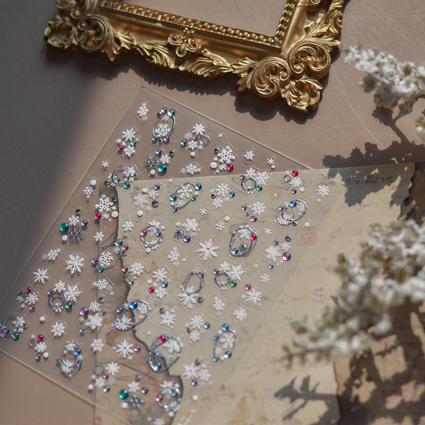 Hello Claws | Silver Snow Nail Deco Sticker