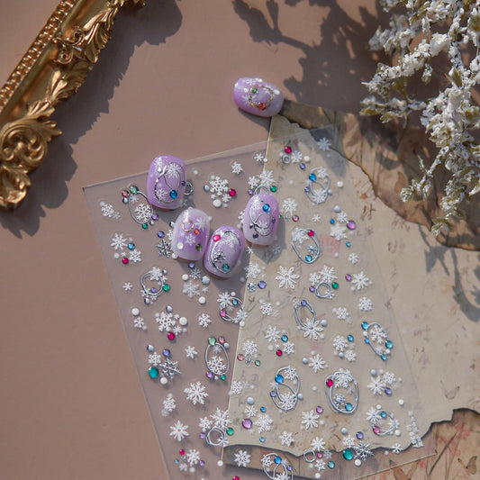 Hello Claws | Silver Snow Nail Deco Sticker 