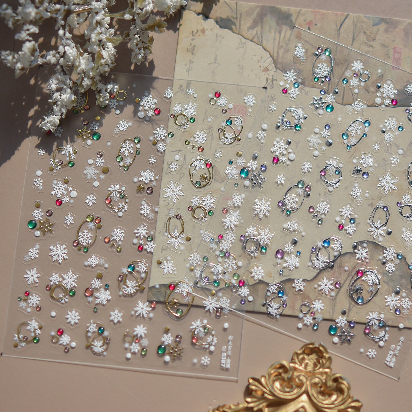 Hello Claws | Silver Snow Nail Deco Sticker