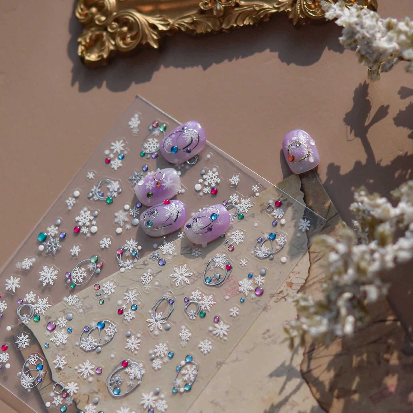 Hello Claws | Silver Snow Nail Deco Sticker