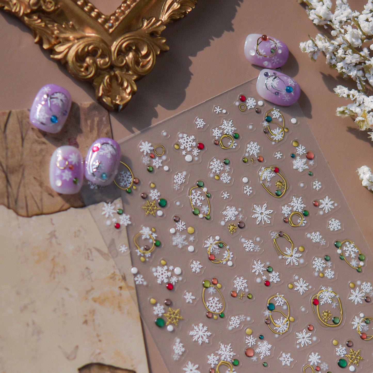 Hello Claws | Silver Snow Nail Deco Sticker