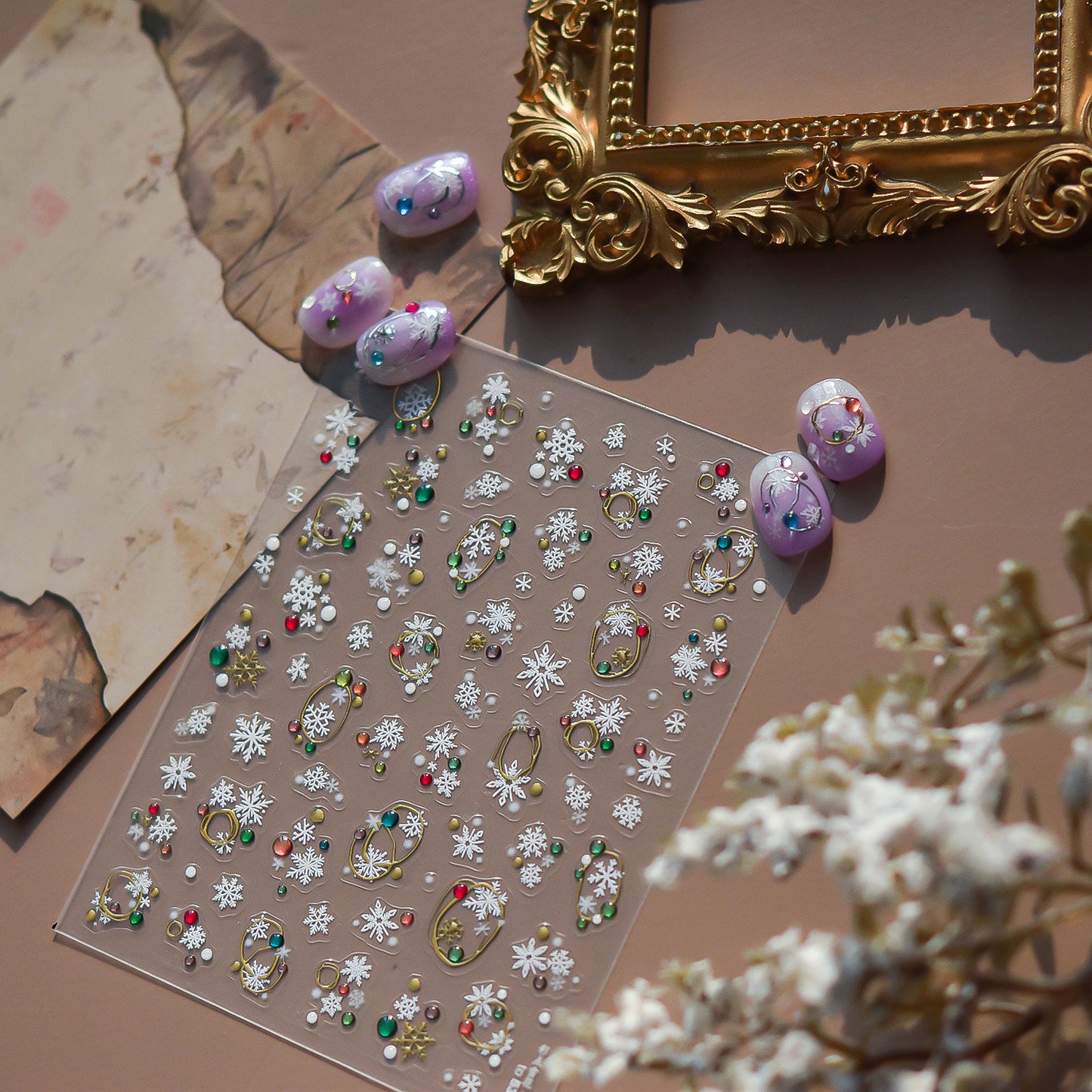 Hello Claws | Silver Snow Nail Deco Sticker