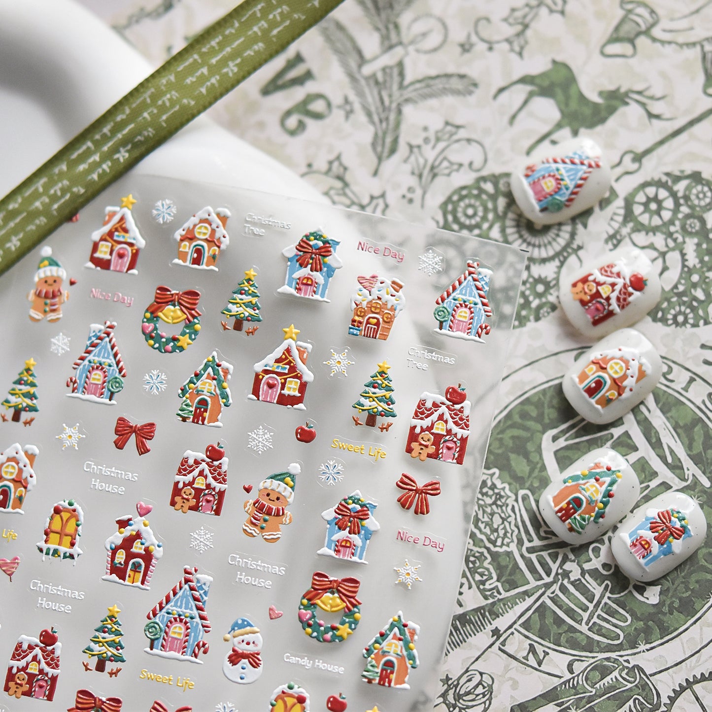 Hello Claws | Snowman And Candy House Nail Deco Sticker