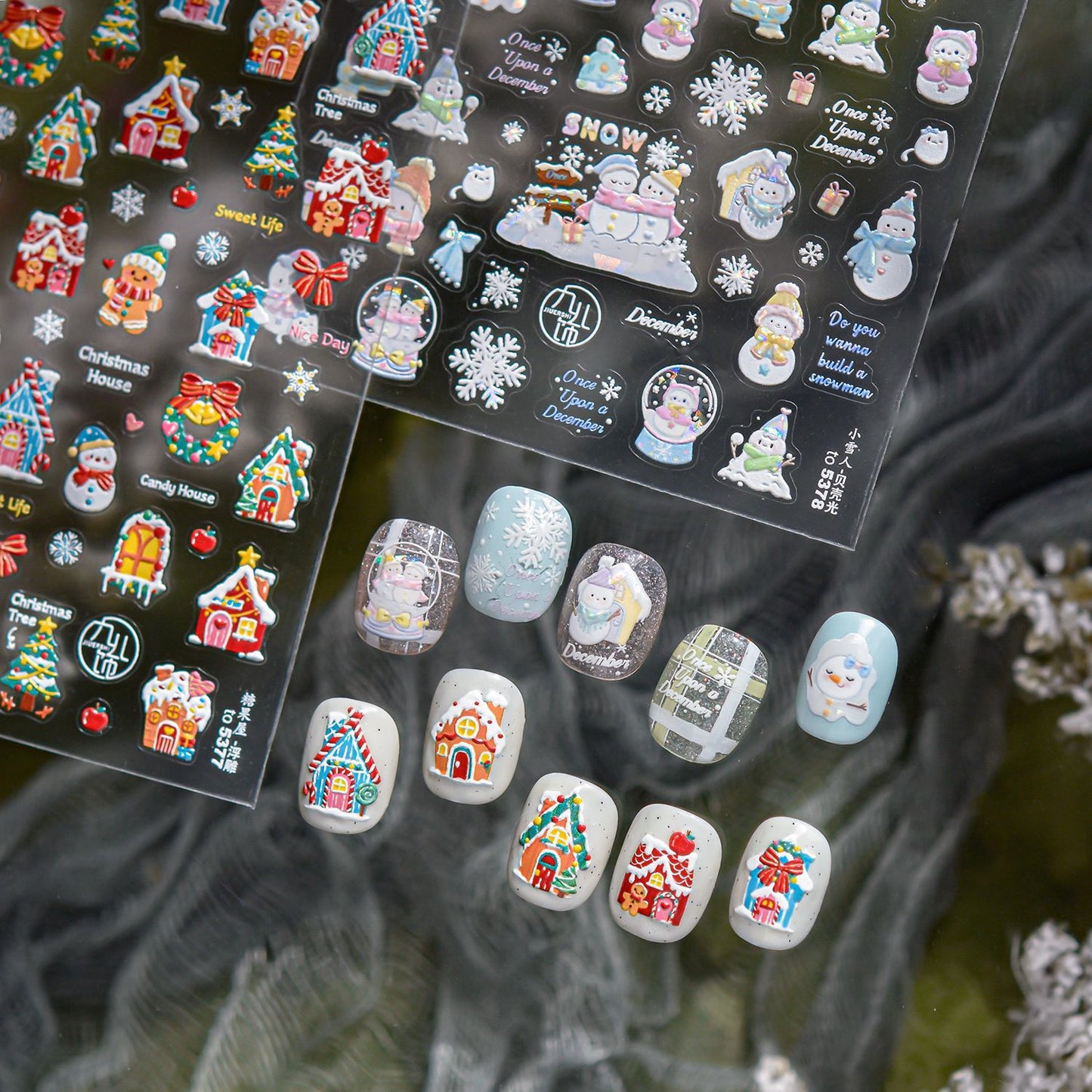 Hello Claws | Snowman And Candy House Nail Deco Sticker