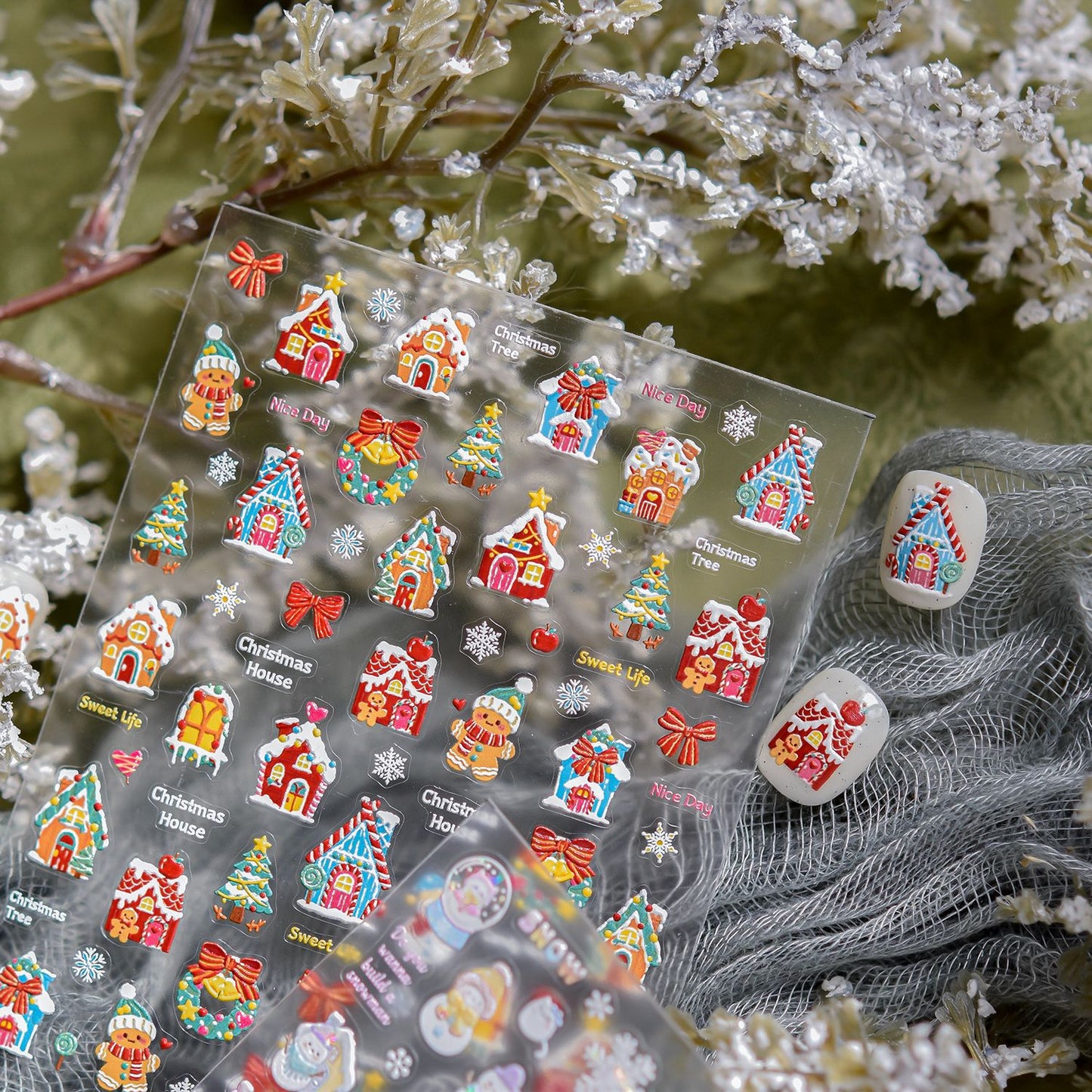 Hello Claws | Snowman And Candy House Nail Deco Sticker