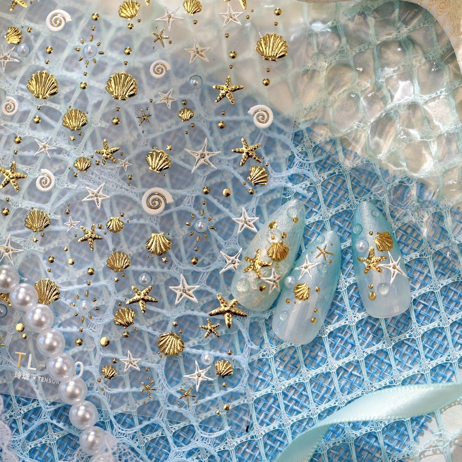 Hello Claws | Gold Ocean Shell Nail Deco Sticker 