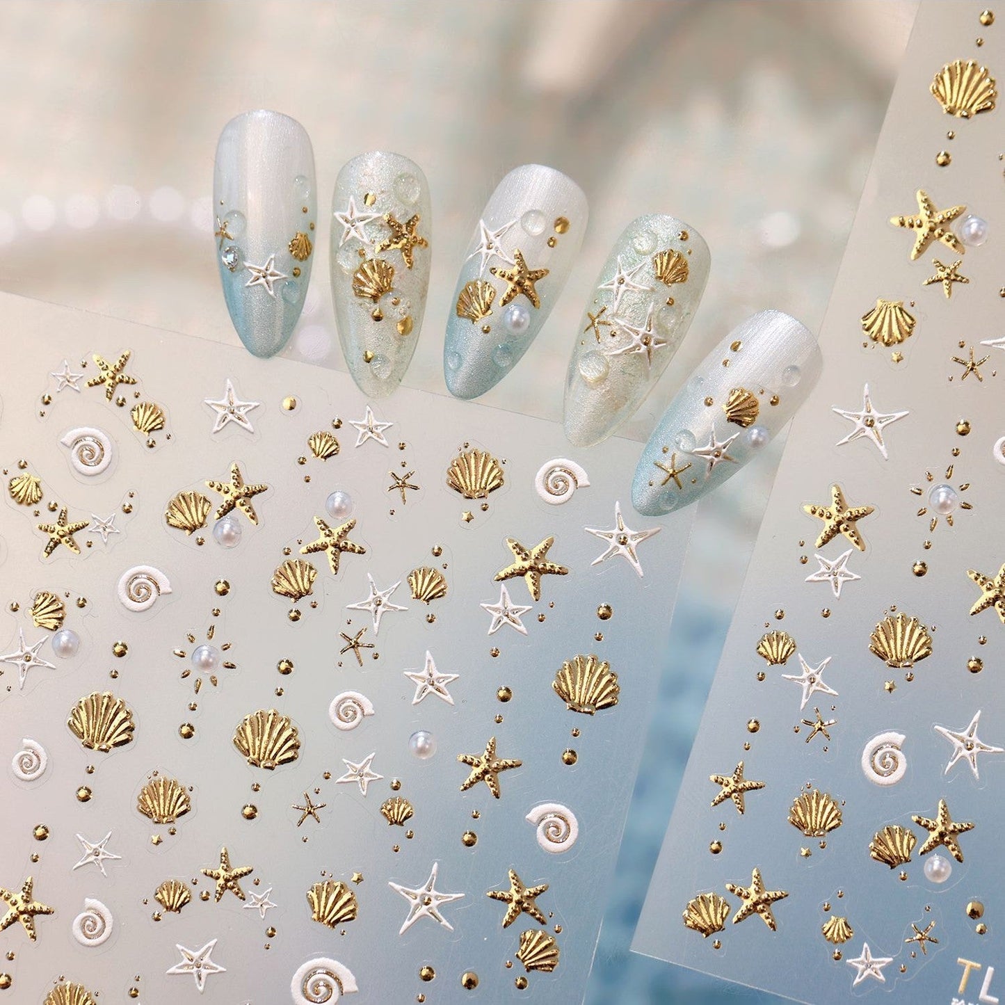 Hello Claws | Gold Ocean Shell Nail Deco Sticker 