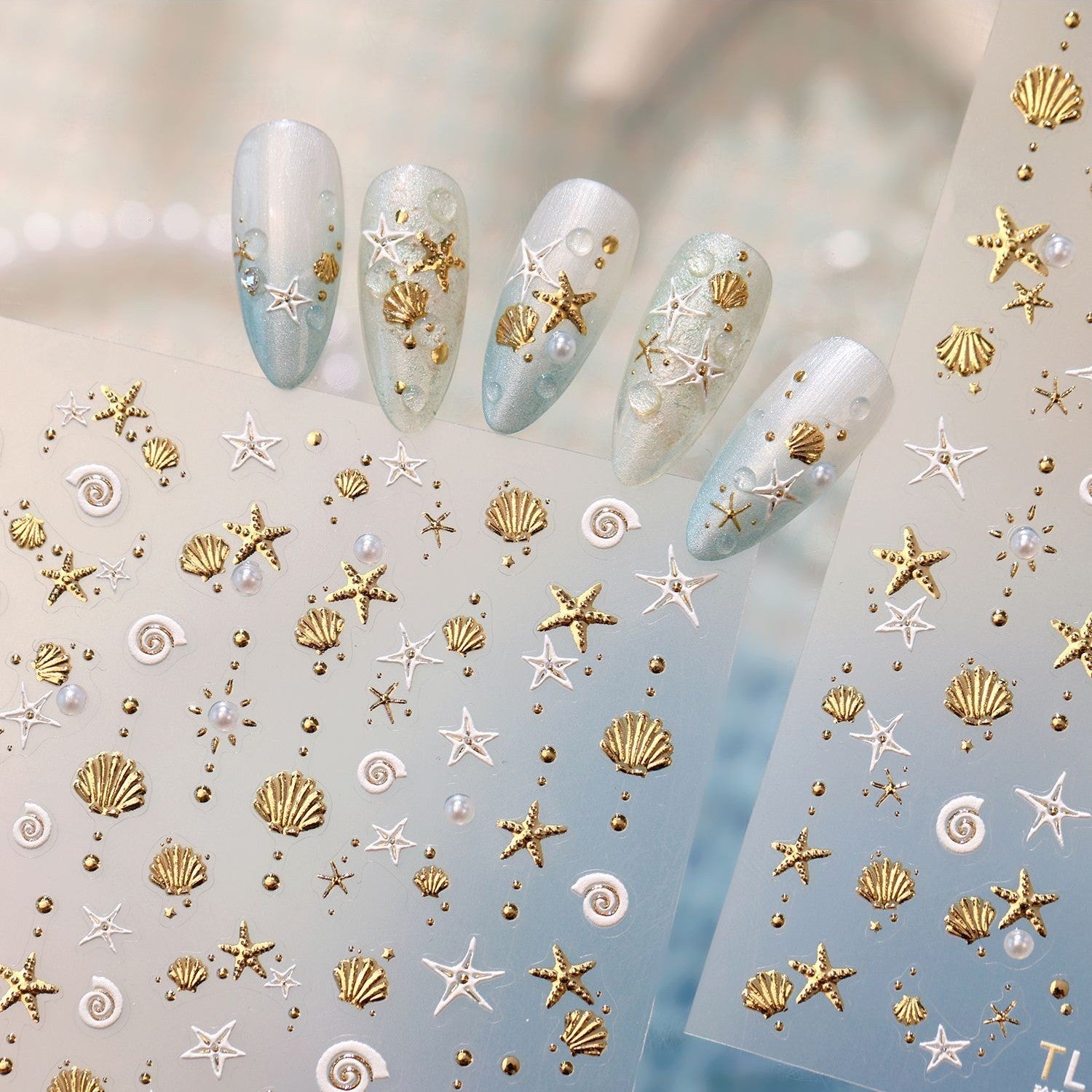 Hello Claws | Gold Ocean Shell Nail Deco Sticker 