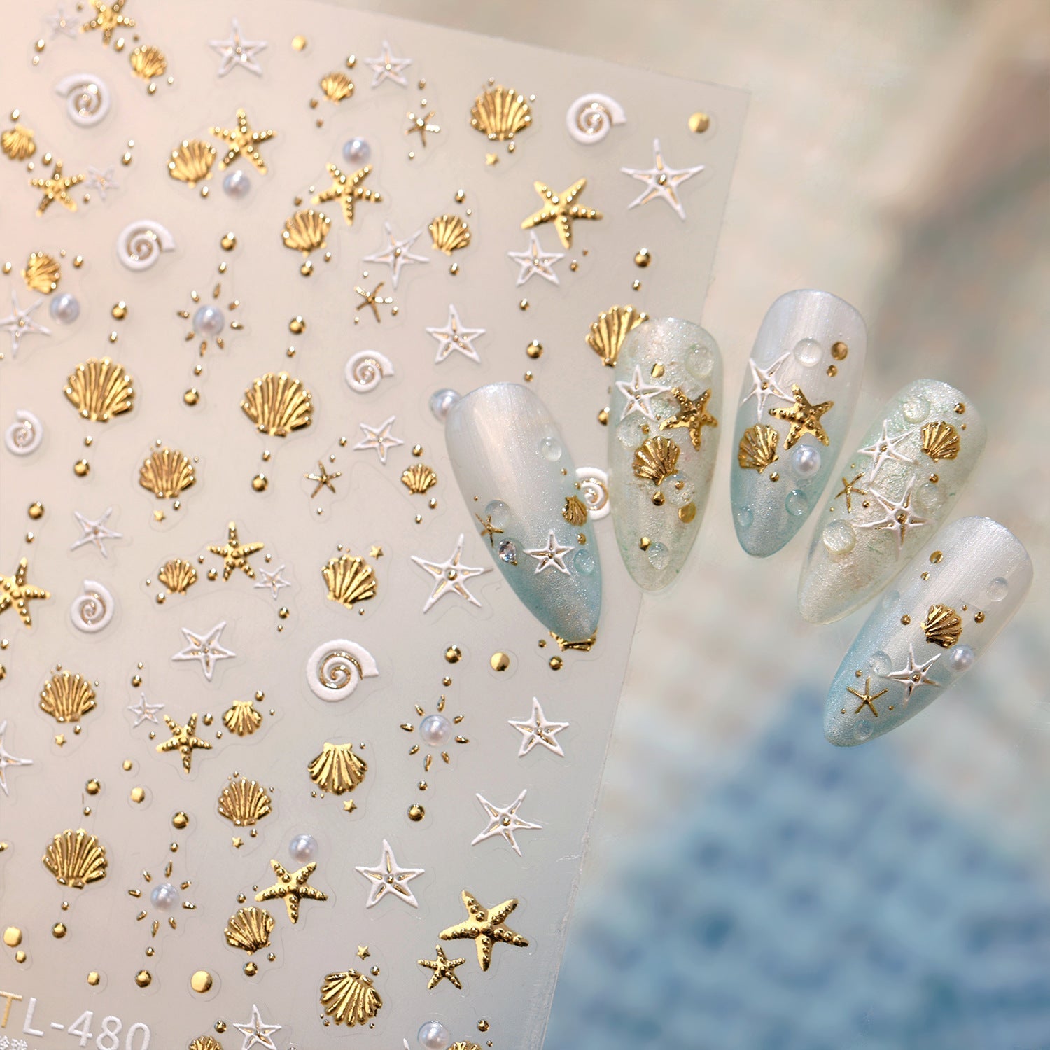Hello Claws | Gold Ocean Shell Nail Deco Sticker 