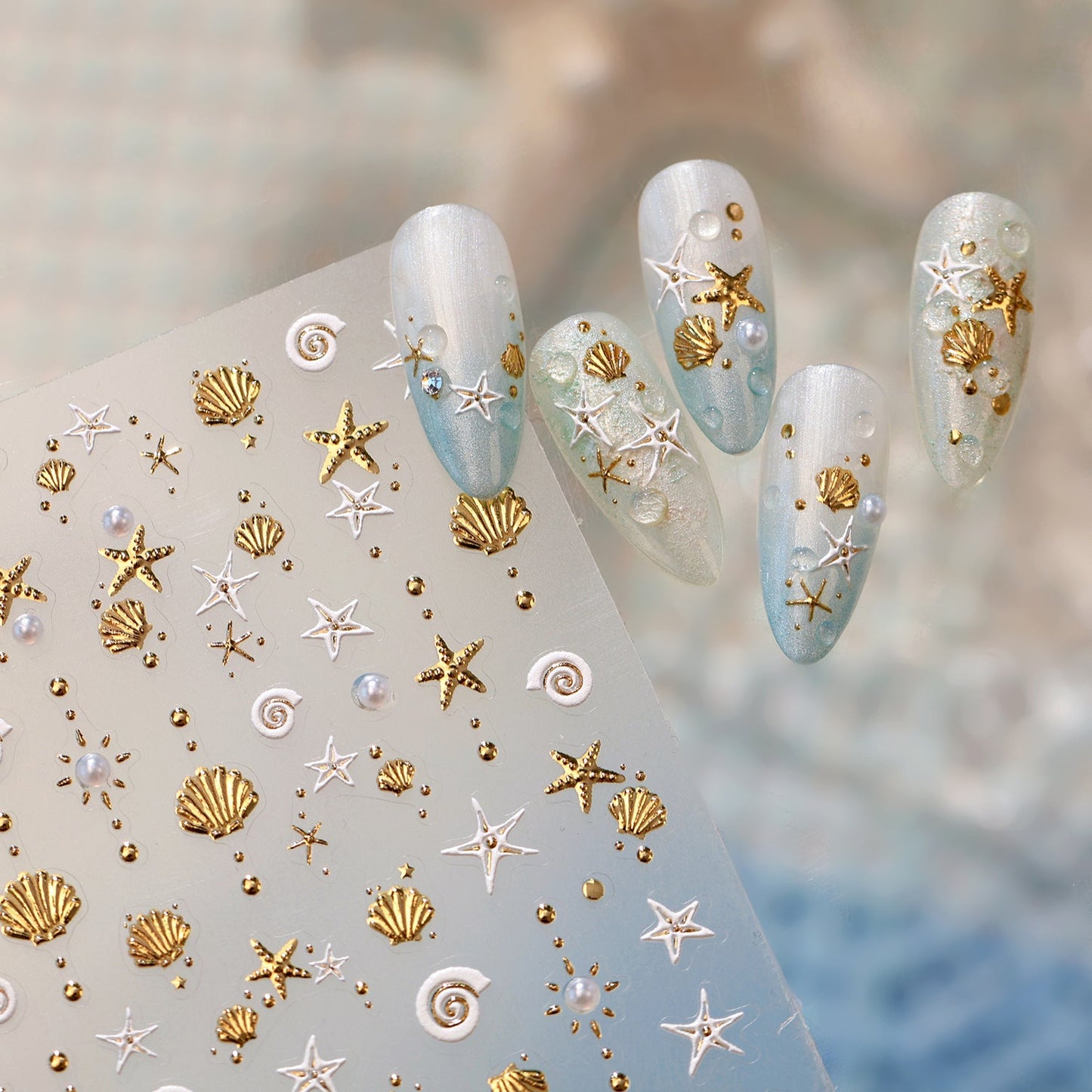 Hello Claws | Gold Ocean Shell Nail Deco Sticker 