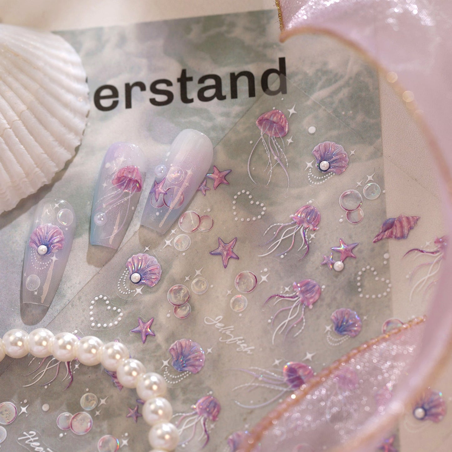 Hello Claws | Purple Amd Pink Ocean Animal Nail Deco Sticker 