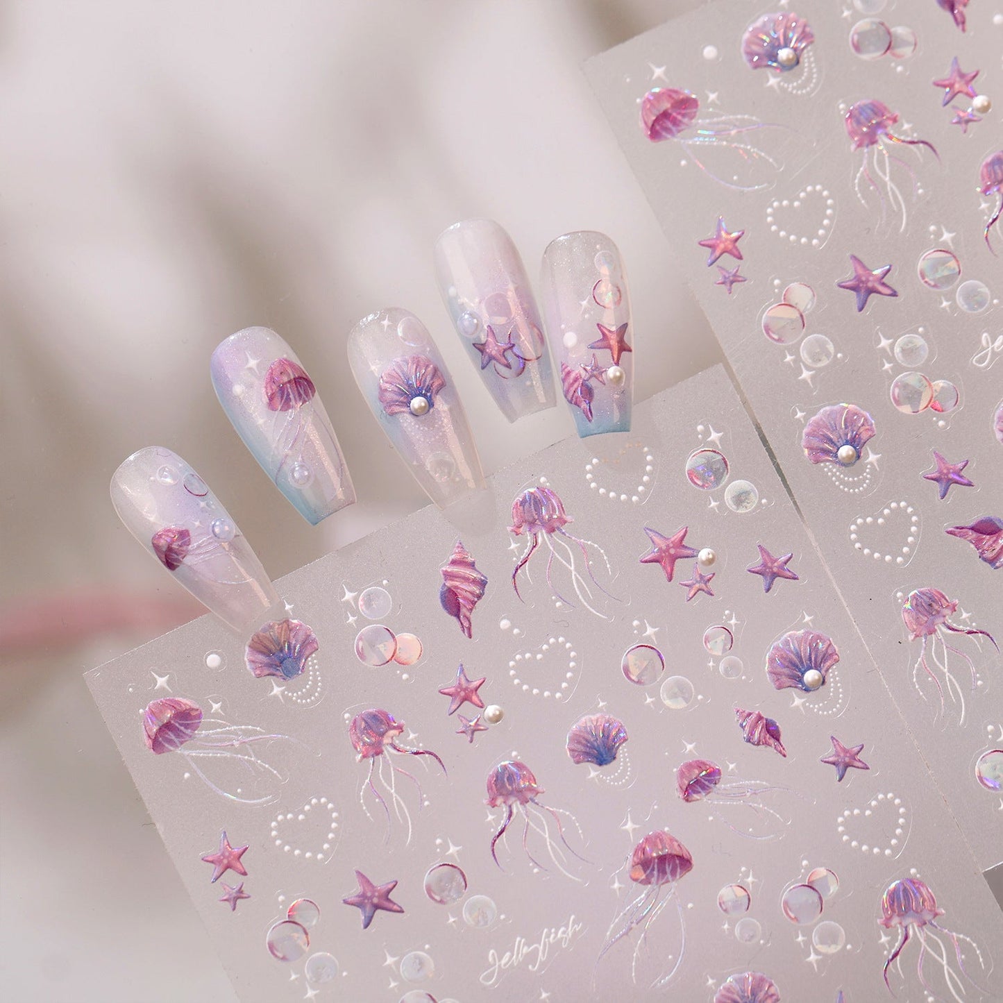 Hello Claws | Purple Amd Pink Ocean Animal Nail Deco Sticker 