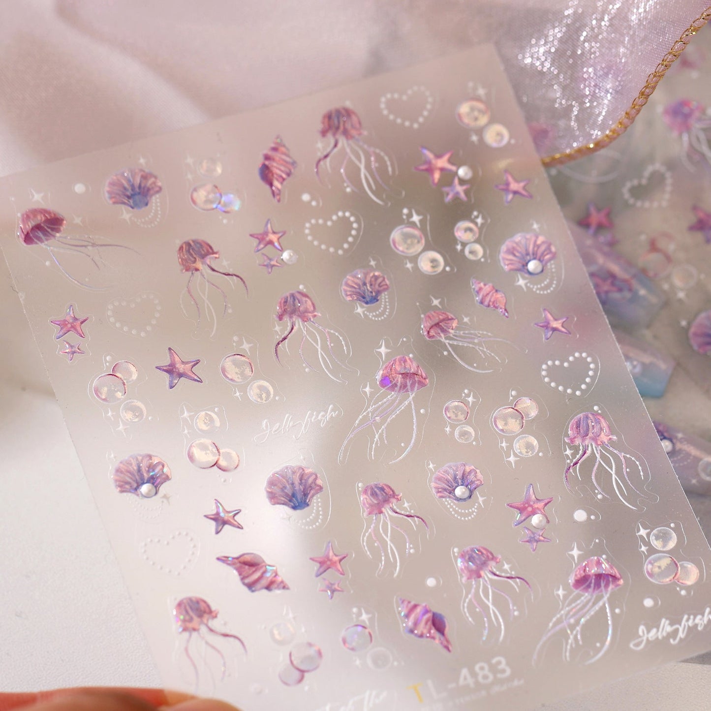 Hello Claws | Purple Amd Pink Ocean Animal Nail Deco Sticker 