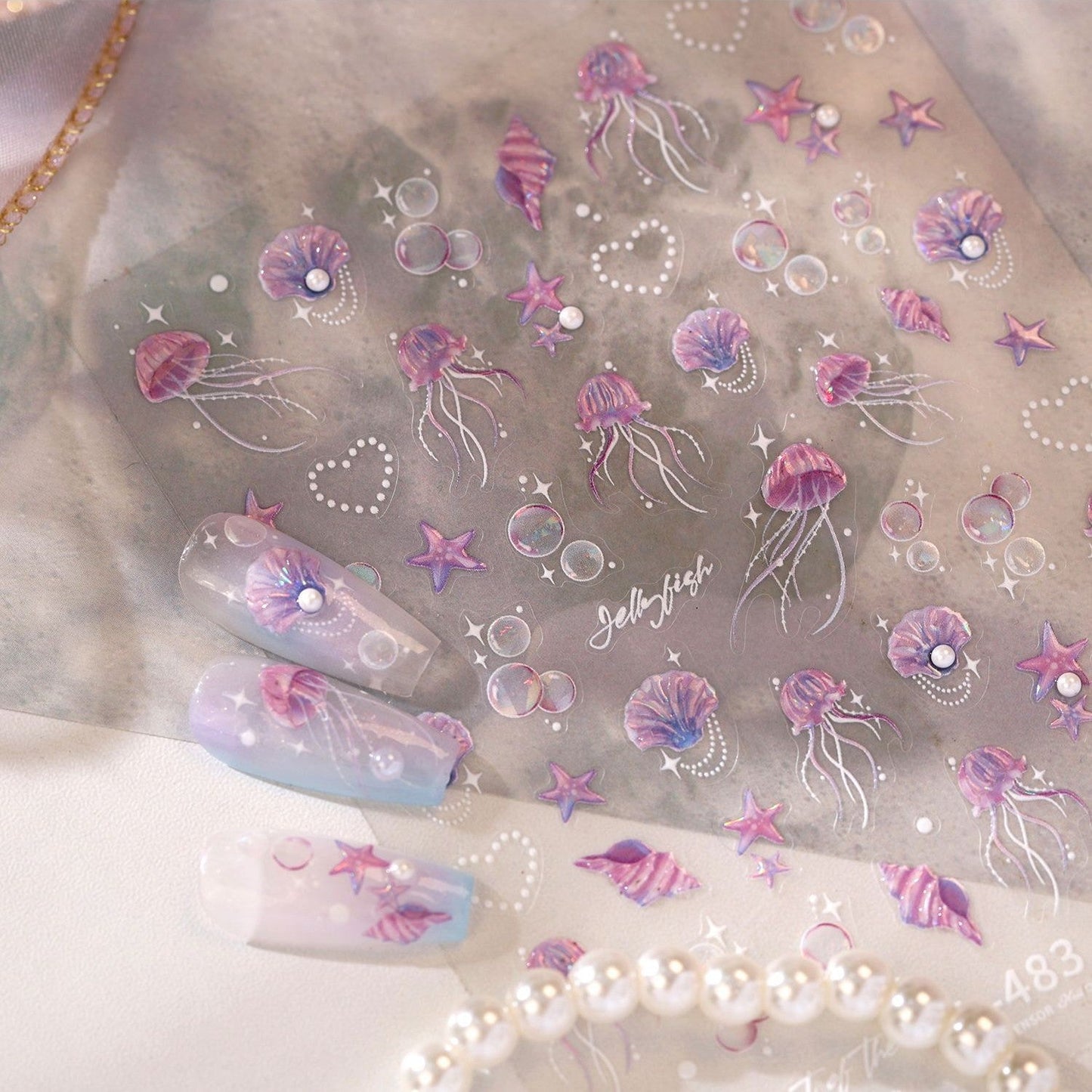 Hello Claws | Purple Amd Pink Ocean Animal Nail Deco Sticker 