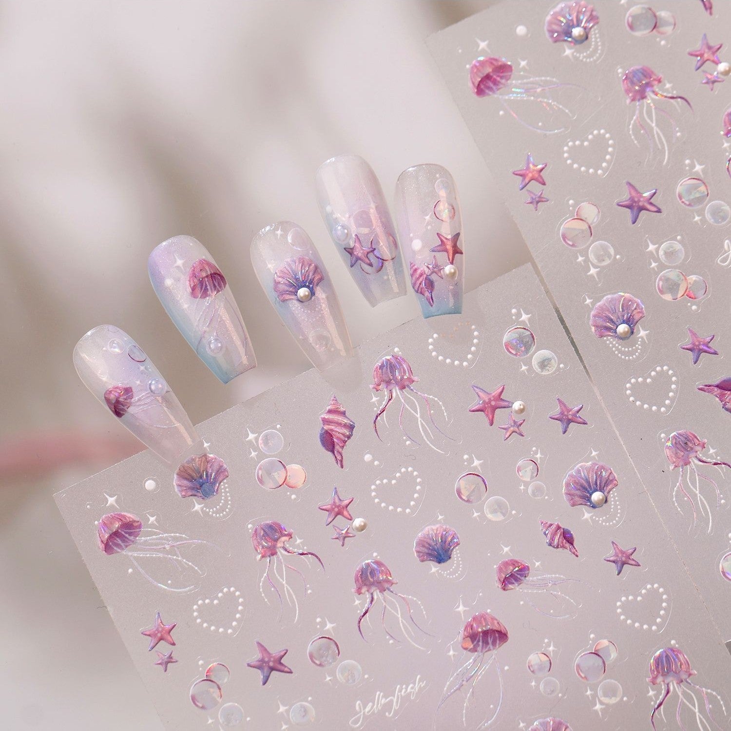 Hello Claws | Purple Amd Pink Ocean Animal Nail Deco Sticker 