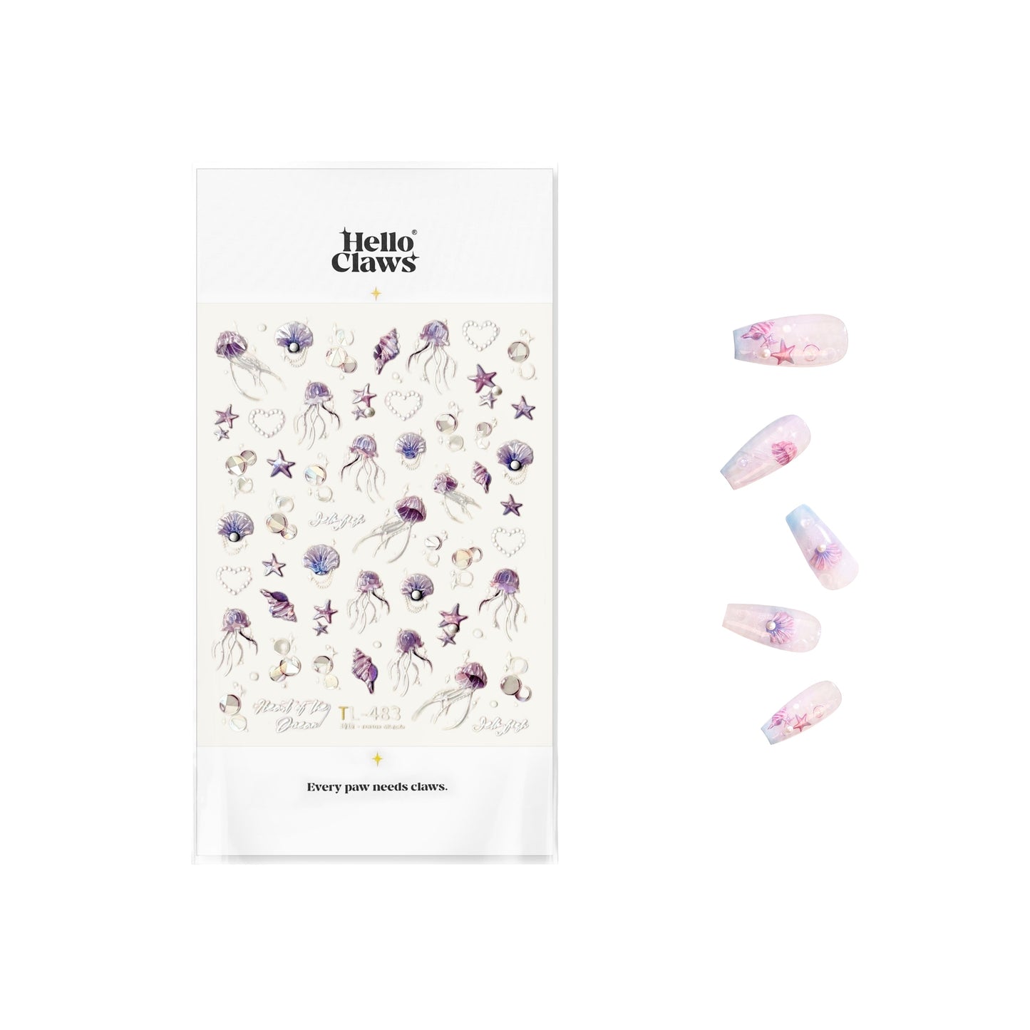 Hello Claws | Purple Amd Pink Ocean Animal Nail Deco Sticker 
