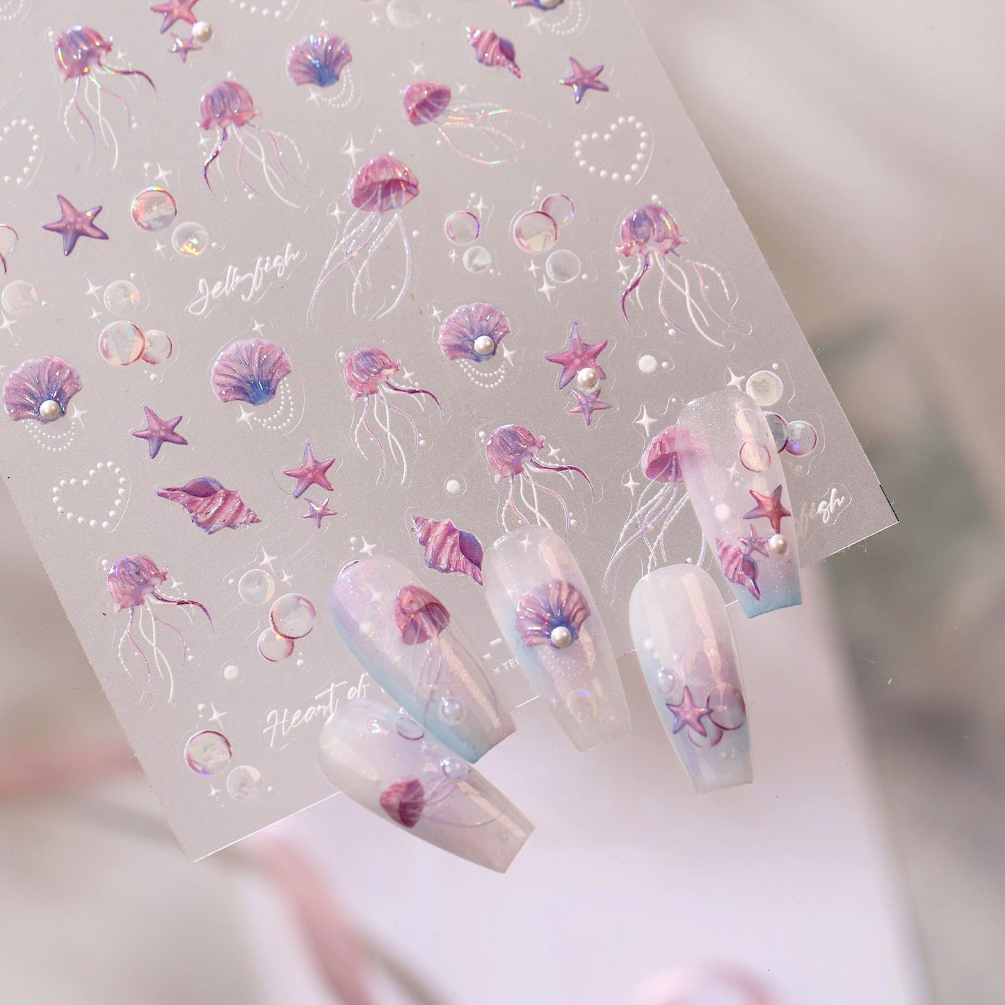 Hello Claws | Purple Amd Pink Ocean Animal Nail Deco Sticker 