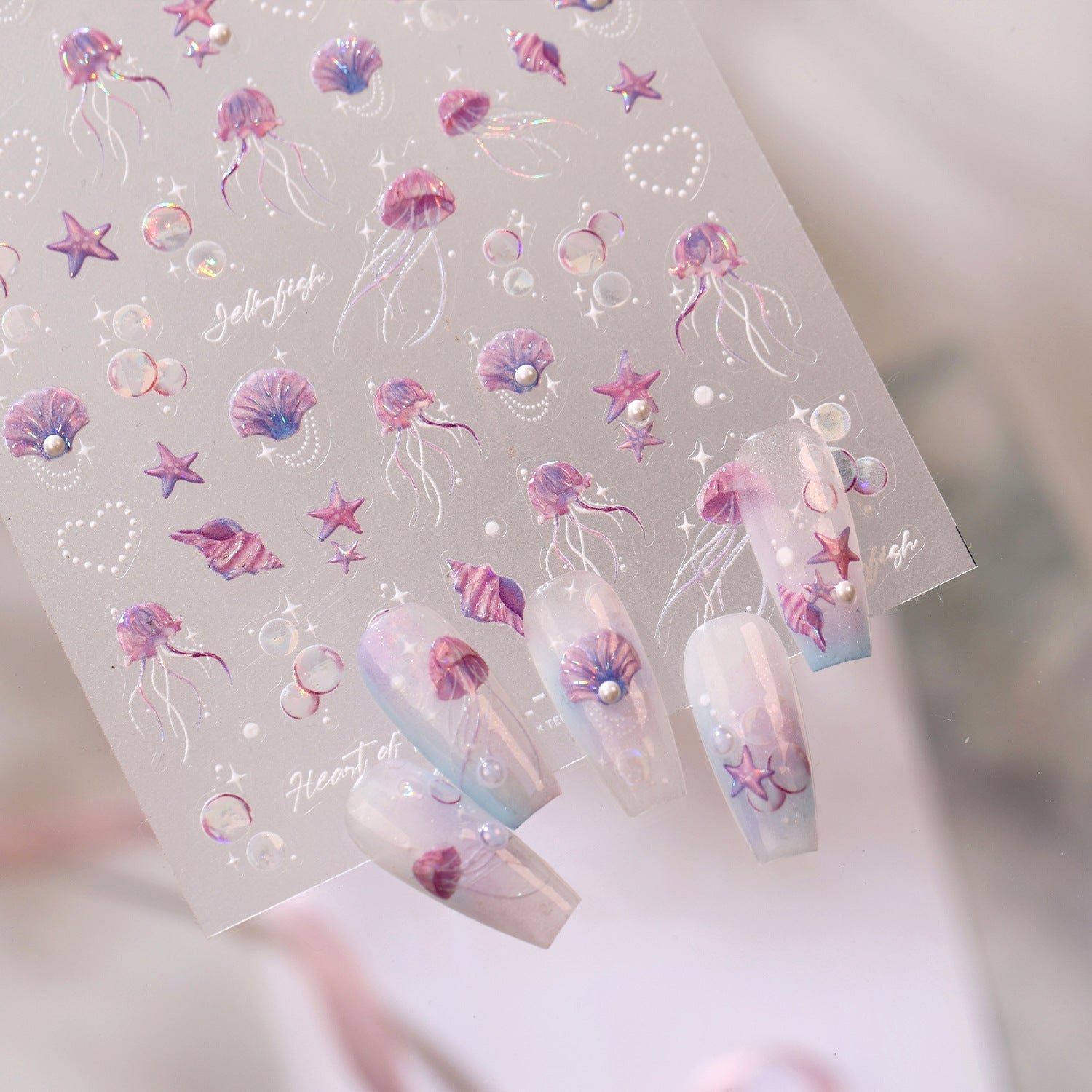 Hello Claws | Purple Amd Pink Ocean Animal Nail Deco Sticker 