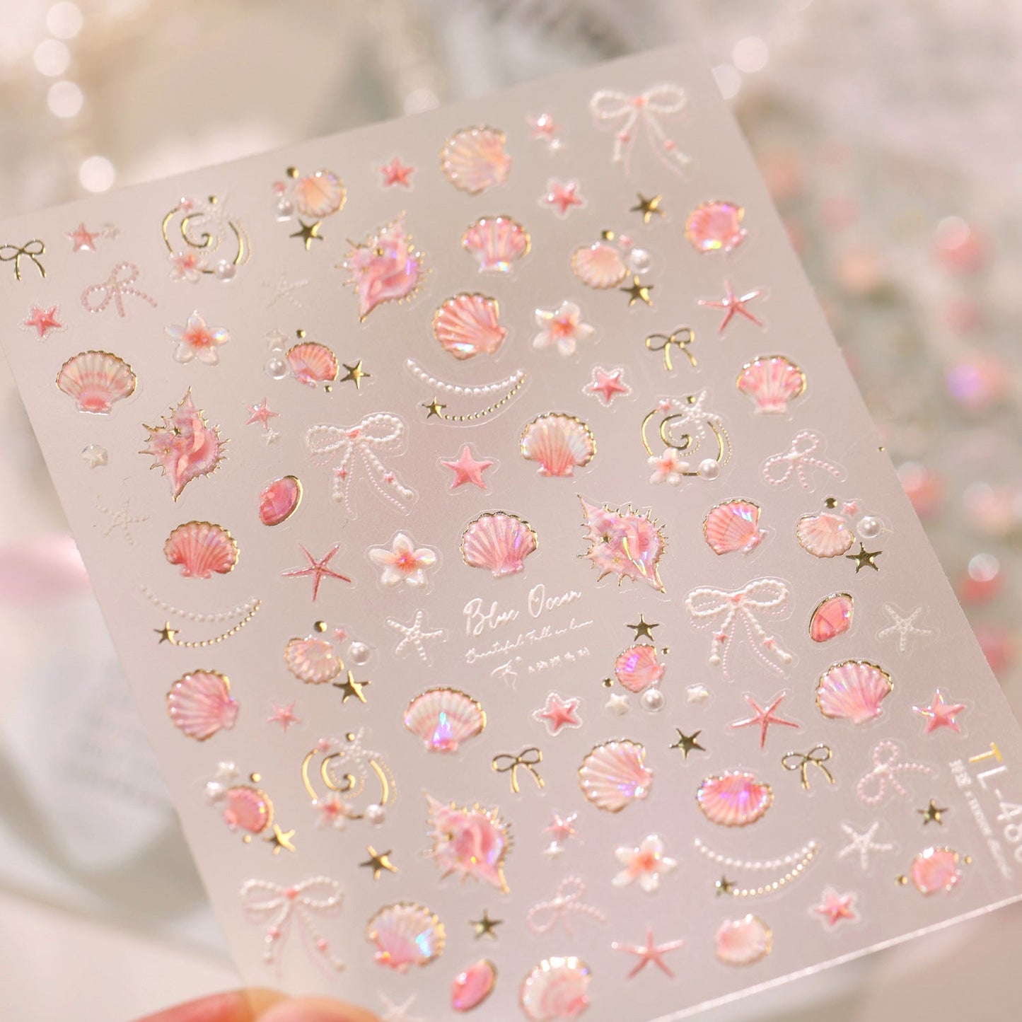 Hello Claws | Gold Pink Ocean Shell Nail Deco Sticker 