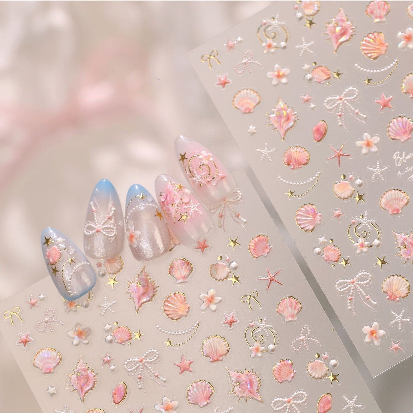 Hello Claws | Gold Pink Ocean Shell Nail Deco Sticker 