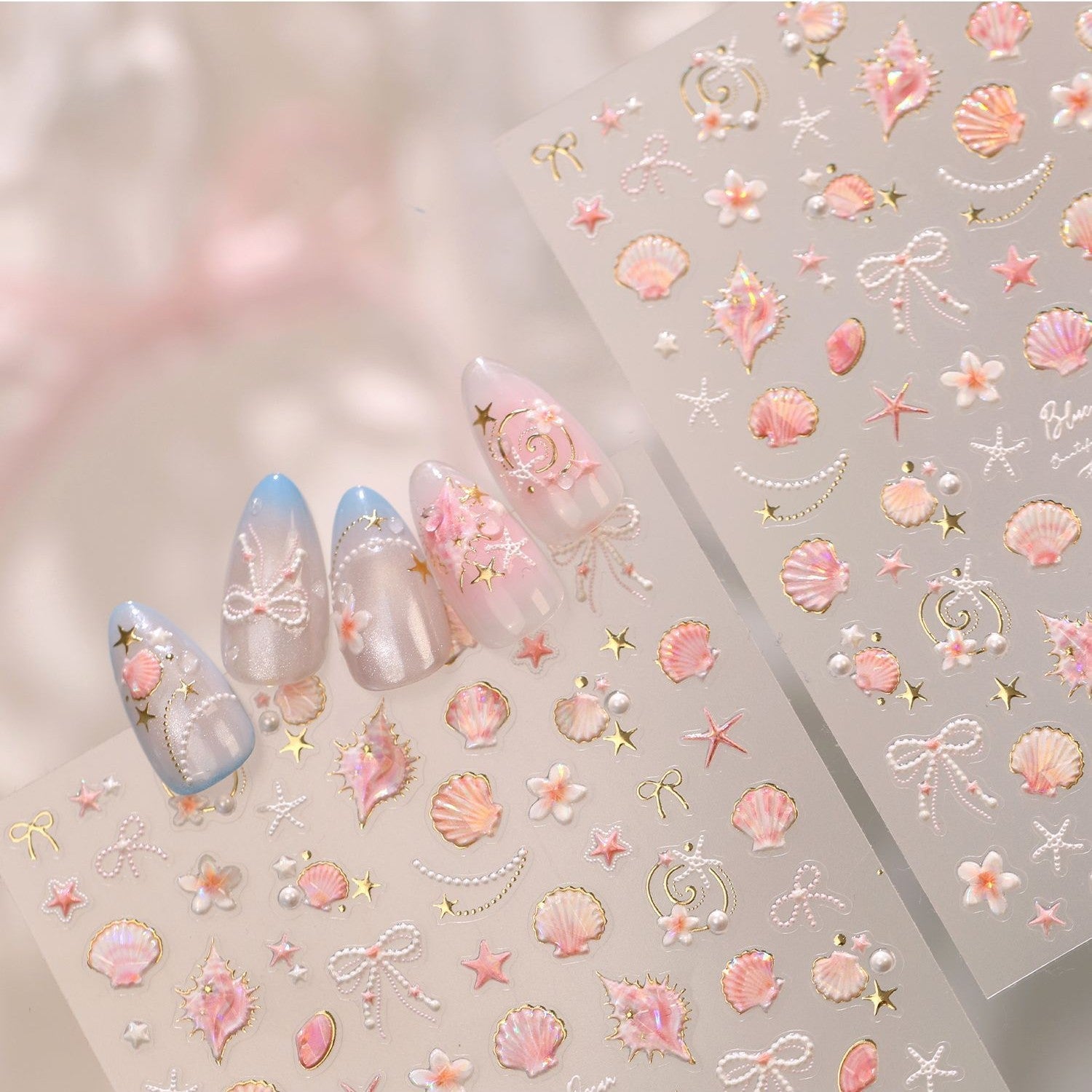 Hello Claws | Gold Pink Ocean Shell Nail Deco Sticker 
