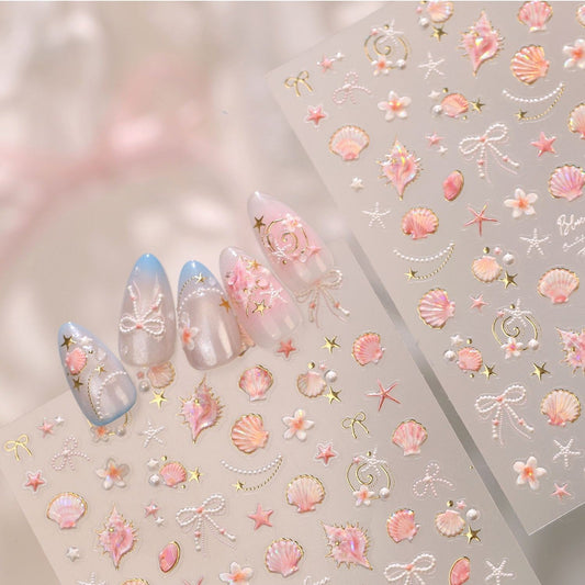 Hello Claws | Gold Pink Ocean Shell Nail Deco Sticker 