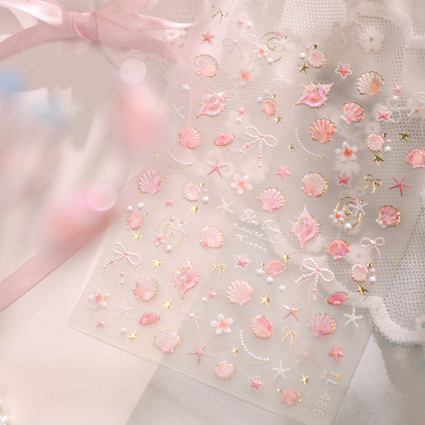 Hello Claws | Gold Pink Ocean Shell Nail Deco Sticker 