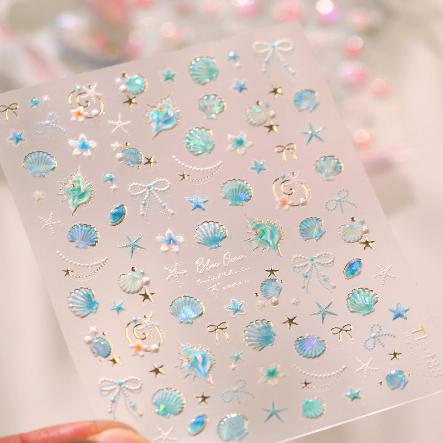 Hello Claws | Gold Blue Ocean Shell Nail Deco Sticker 