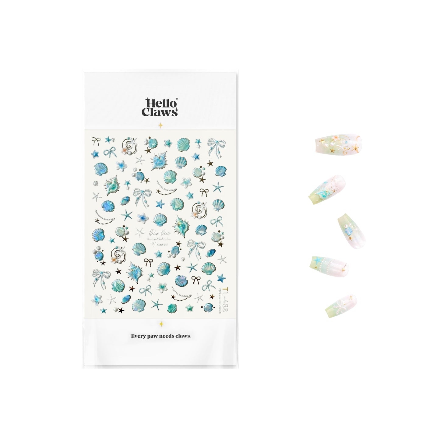 Hello Claws | Gold Blue Ocean Shell Nail Deco Sticker 