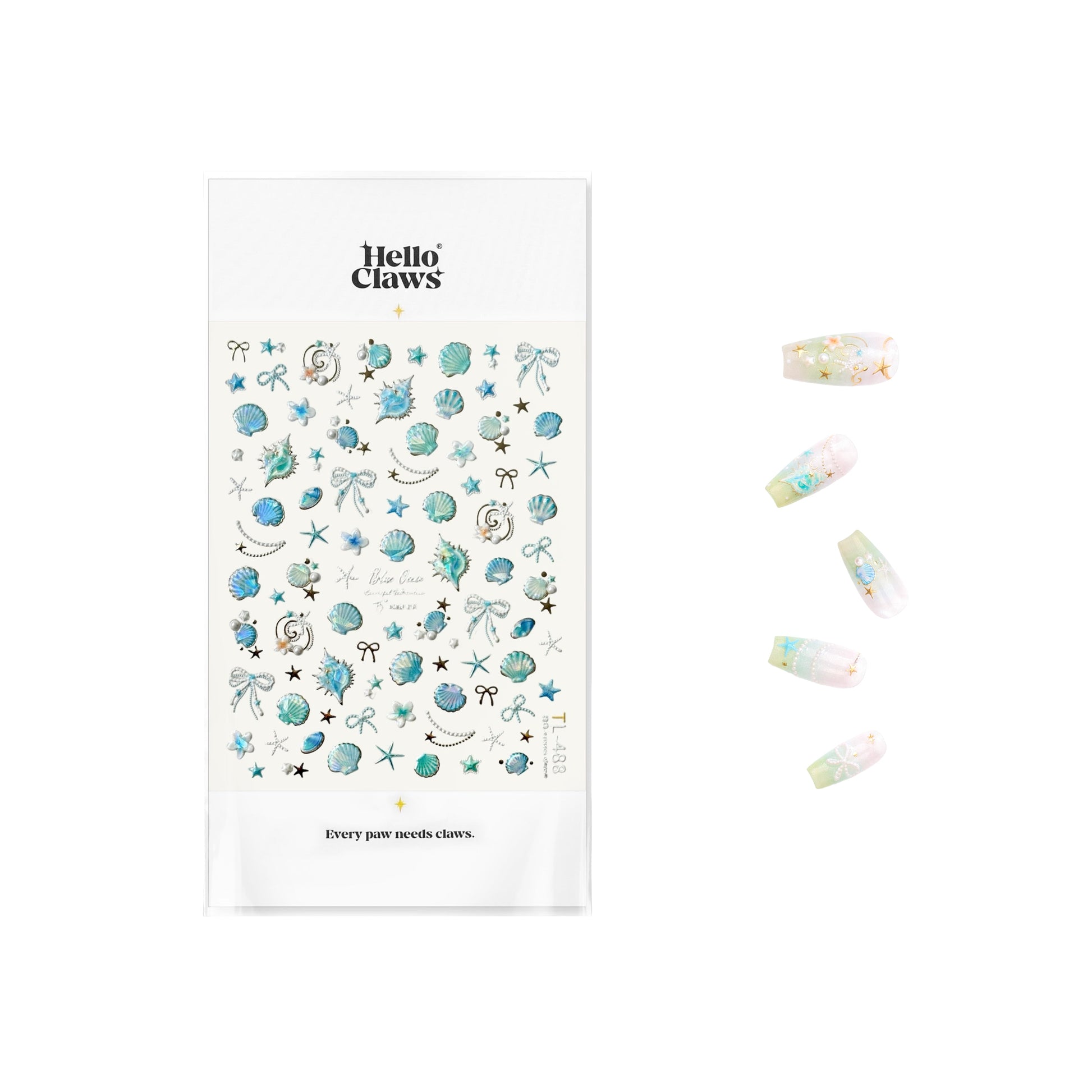 Hello Claws | Gold Blue Ocean Shell Nail Deco Sticker 