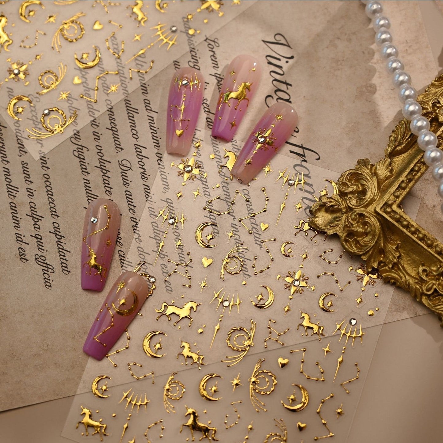 Hello Claws | Gold Pony Nail Deco Sticker 