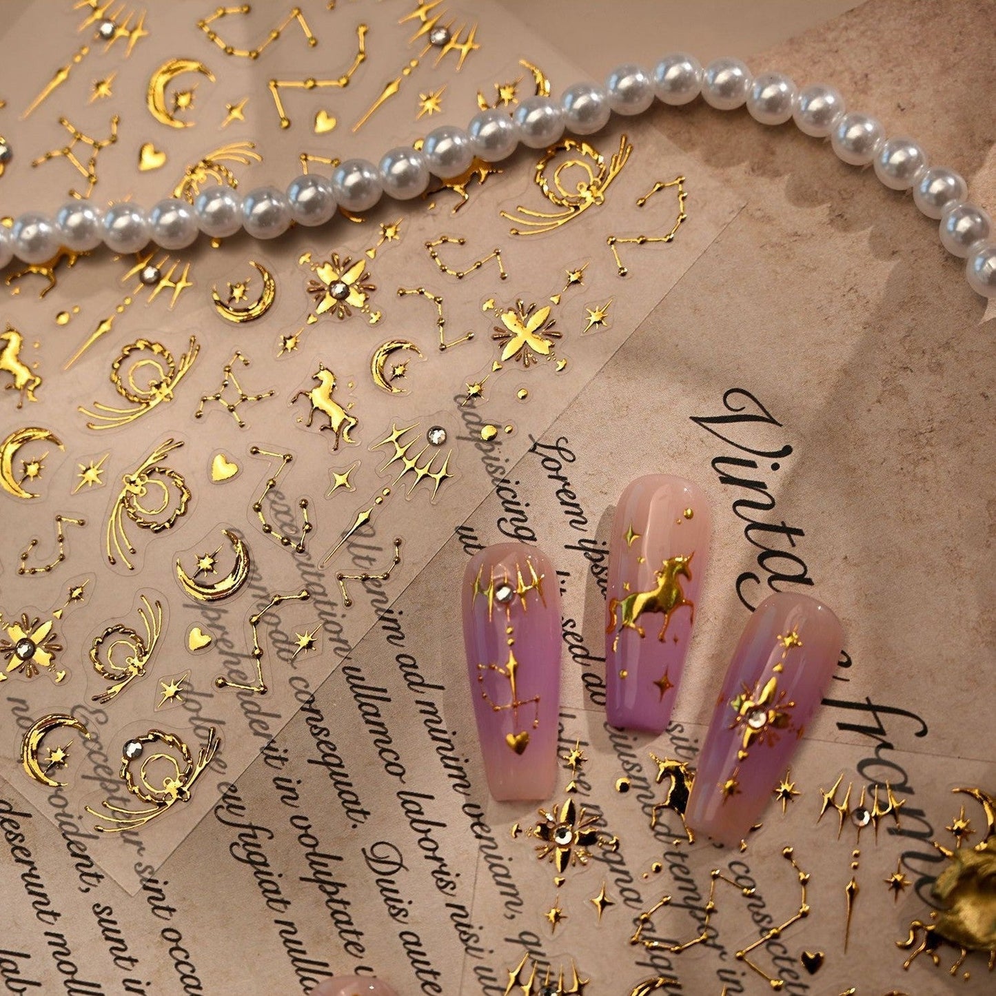 Hello Claws | Gold Pony Nail Deco Sticker 