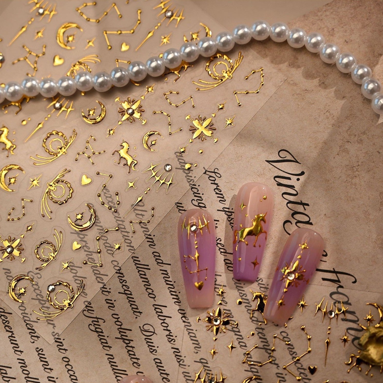 Hello Claws | Gold Pony Nail Deco Sticker 
