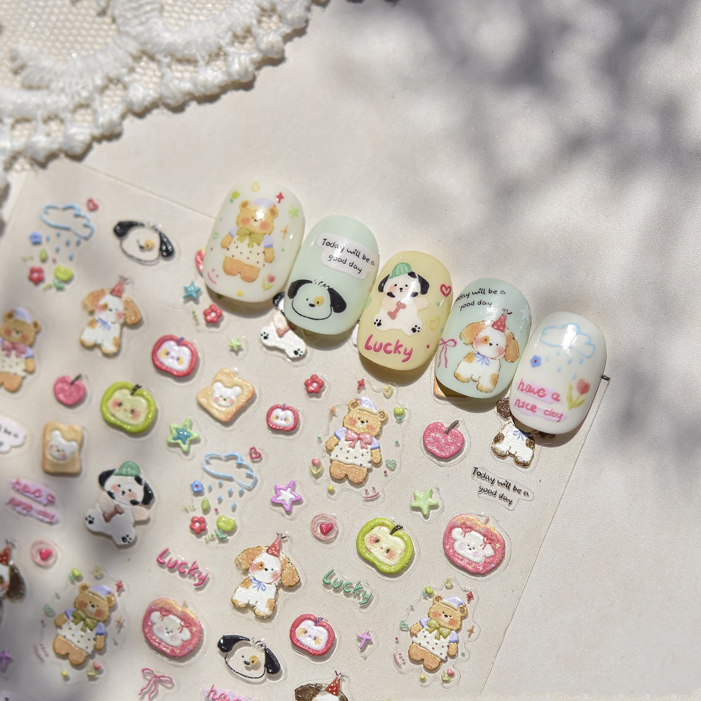 Hello Claws | Apple And Puppy Nail Deco Sticker