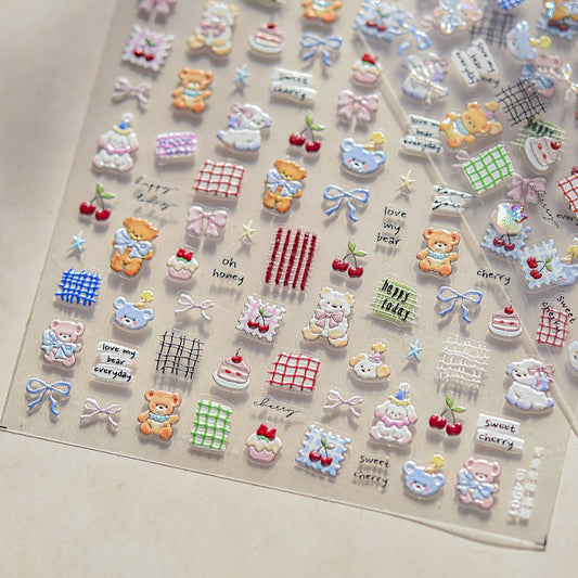Hello Claws | Cherry Bear Nail Deco Sticker 